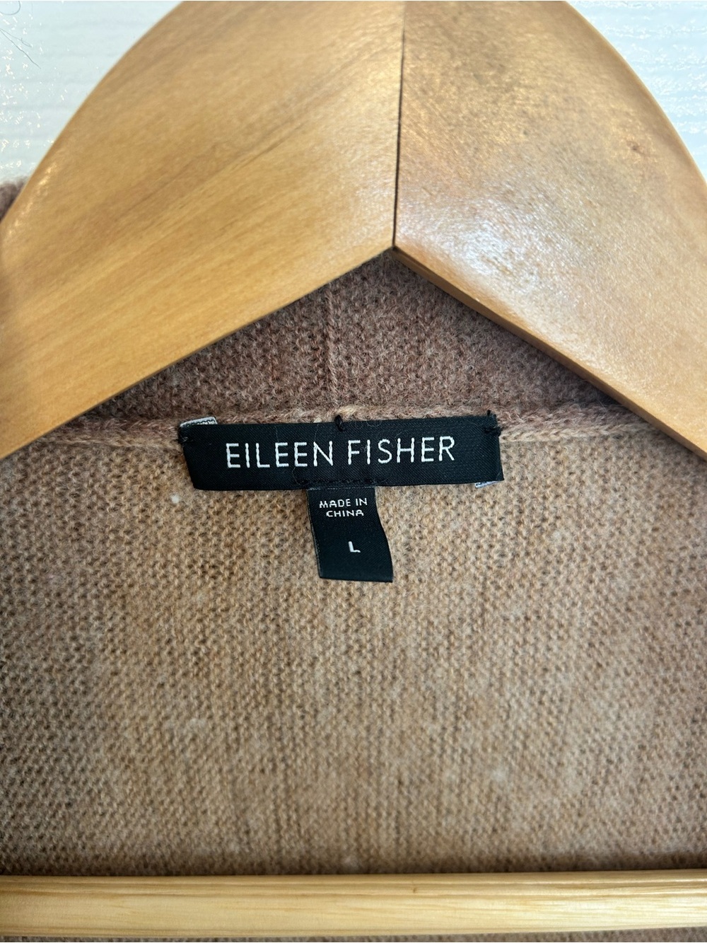 Eileen Fisher Two-Tone Brown & Tan Draped Cardigan | 100% Merino Wool | Size L - Picture 3 of 7